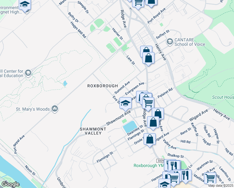 map of restaurants, bars, coffee shops, grocery stores, and more near 449 Summit Avenue in Philadelphia