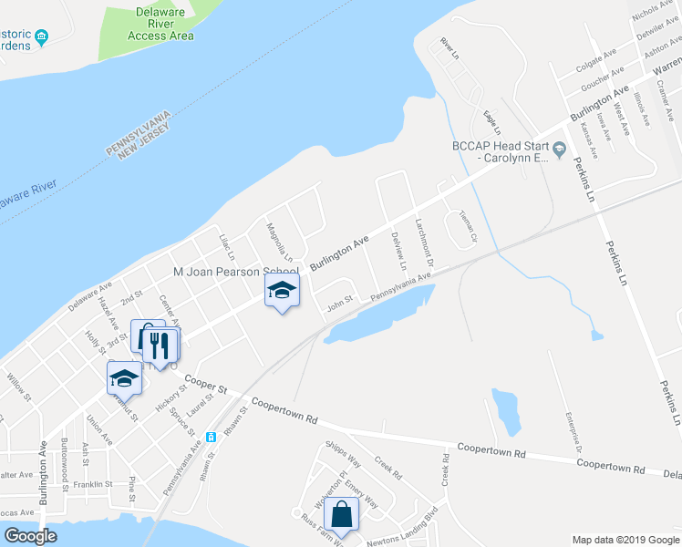 map of restaurants, bars, coffee shops, grocery stores, and more near 8 Edwards Avenue in Delanco