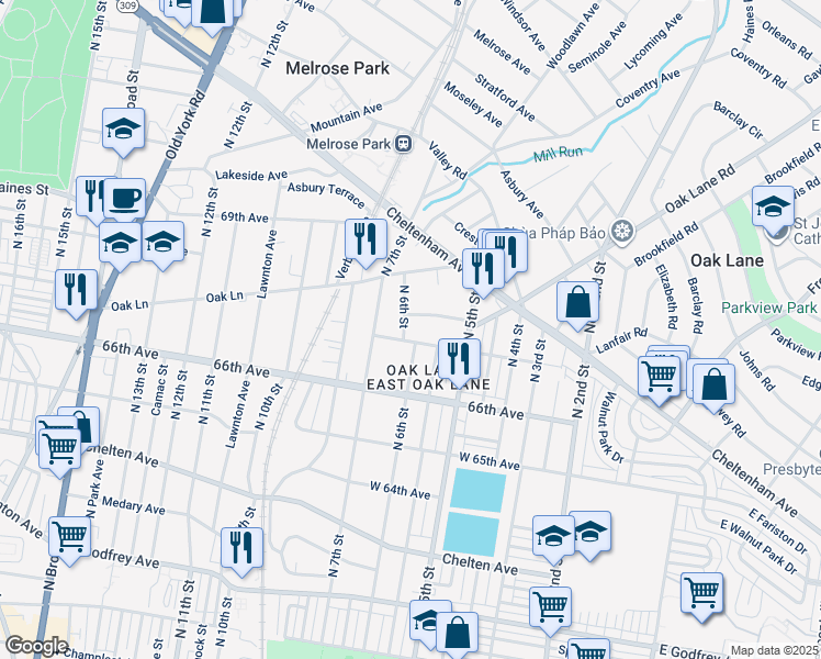 map of restaurants, bars, coffee shops, grocery stores, and more near 6703 North 6th Street in Philadelphia