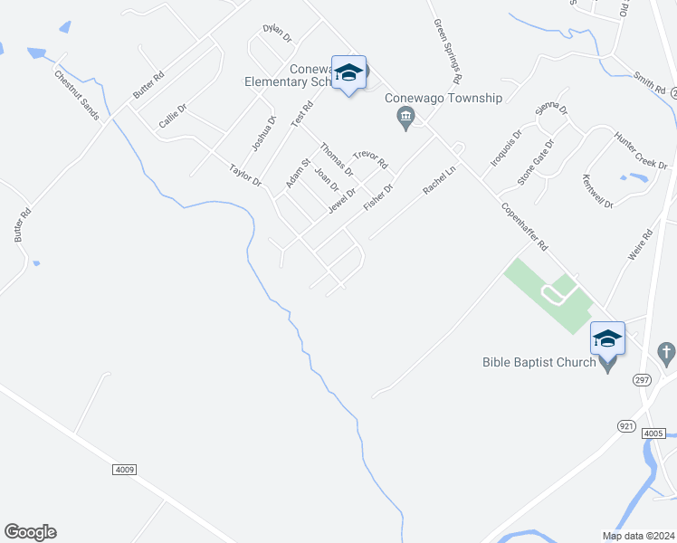 map of restaurants, bars, coffee shops, grocery stores, and more near 950 Rachel Drive in York