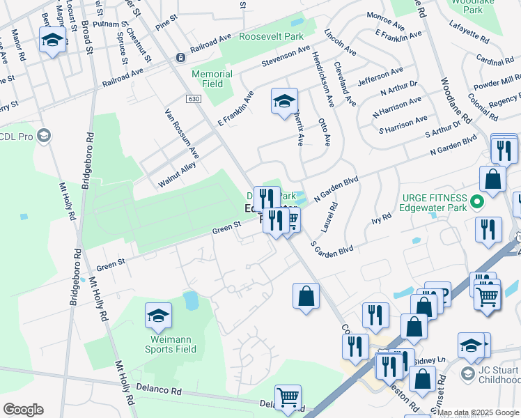 map of restaurants, bars, coffee shops, grocery stores, and more near 1101 Cooper Street in Beverly