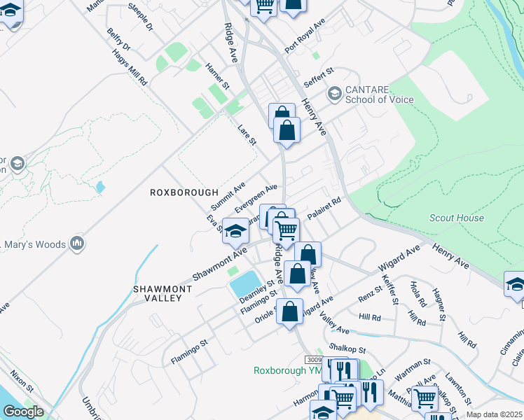 map of restaurants, bars, coffee shops, grocery stores, and more near 480 Aurania Street in Philadelphia