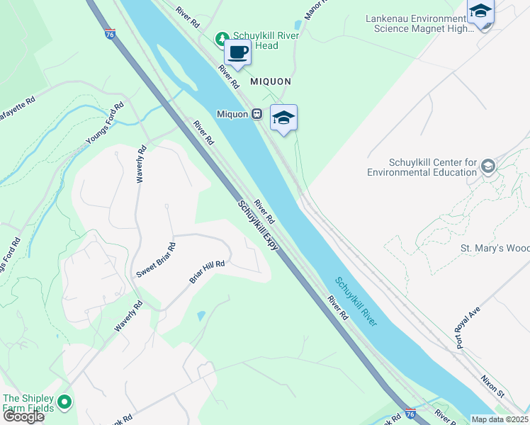 map of restaurants, bars, coffee shops, grocery stores, and more near 214 River Rd in Gladwyne