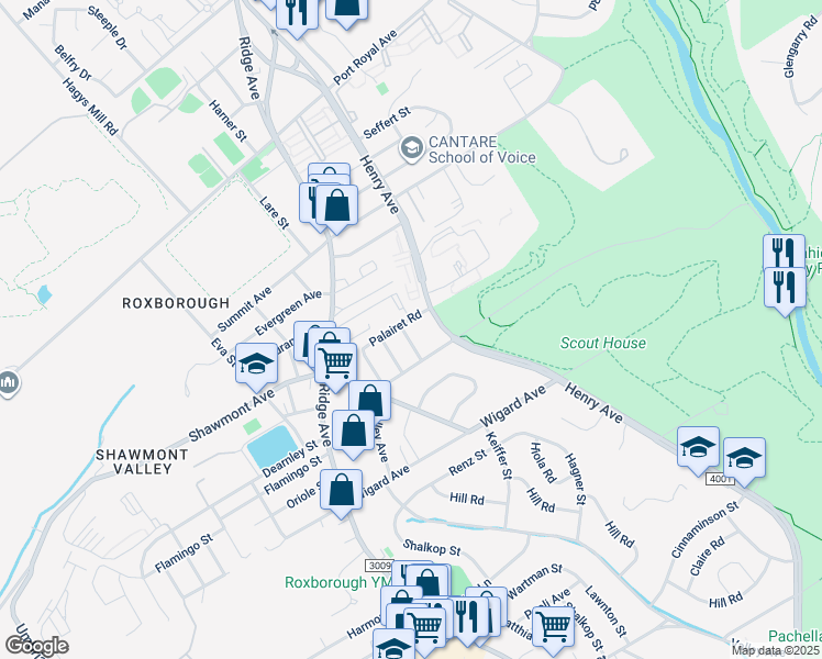 map of restaurants, bars, coffee shops, grocery stores, and more near 7713 Keiffer Street in Philadelphia