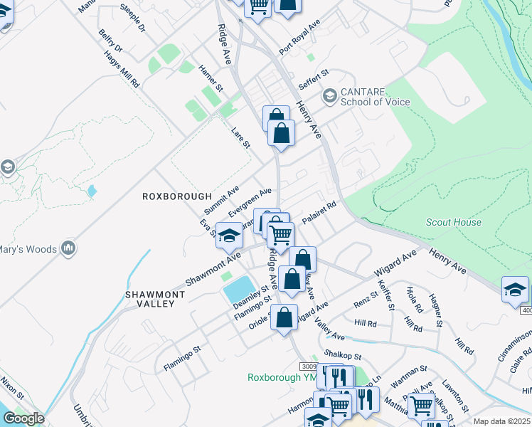 map of restaurants, bars, coffee shops, grocery stores, and more near 488 Aurania Street in Philadelphia