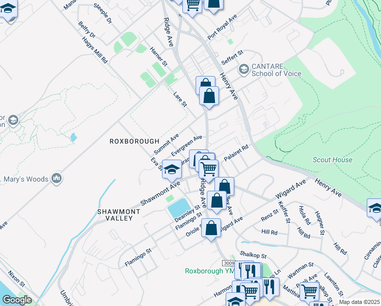 map of restaurants, bars, coffee shops, grocery stores, and more near 480 Aurania Street in Philadelphia
