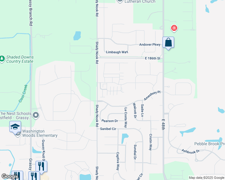 map of restaurants, bars, coffee shops, grocery stores, and more near 4118 Bullfinch Way in Westfield