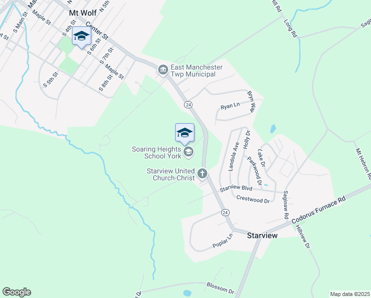 map of restaurants, bars, coffee shops, grocery stores, and more near 4880 North Sherman Street Extension in Mount Wolf