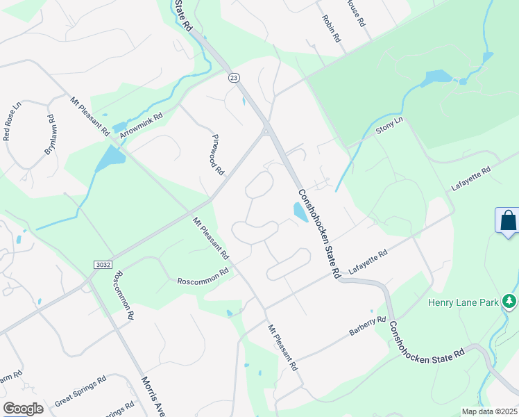 map of restaurants, bars, coffee shops, grocery stores, and more near 1224 Round Hill Road in Bryn Mawr