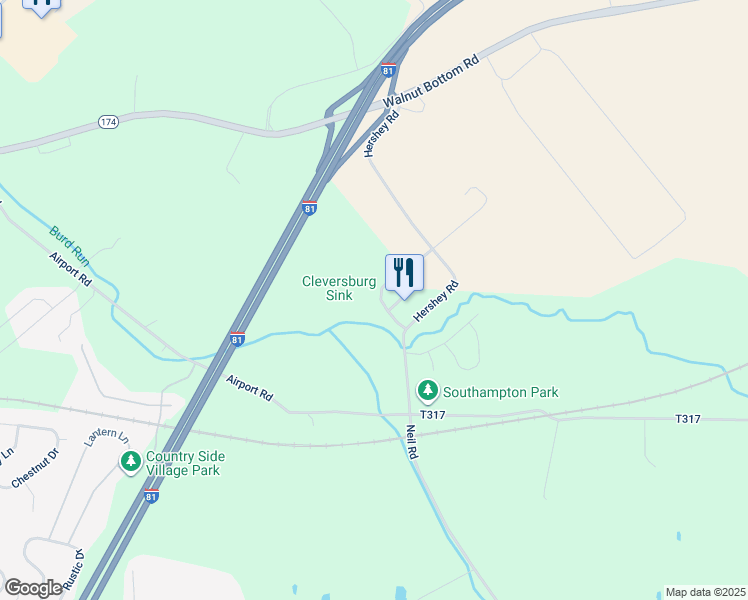 map of restaurants, bars, coffee shops, grocery stores, and more near 39 Thompson Creek Drive in Shippensburg