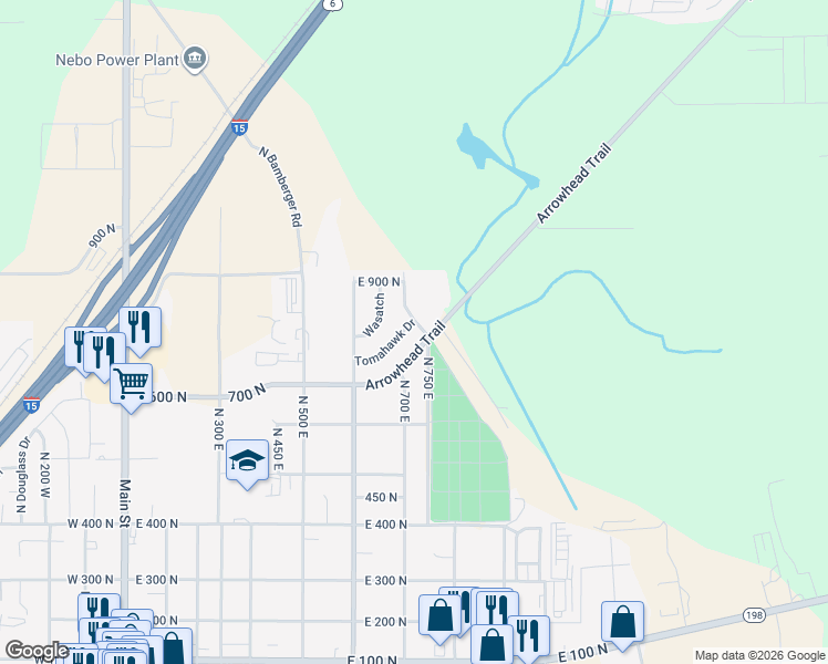 map of restaurants, bars, coffee shops, grocery stores, and more near 765 Tomahawk Drive in Payson