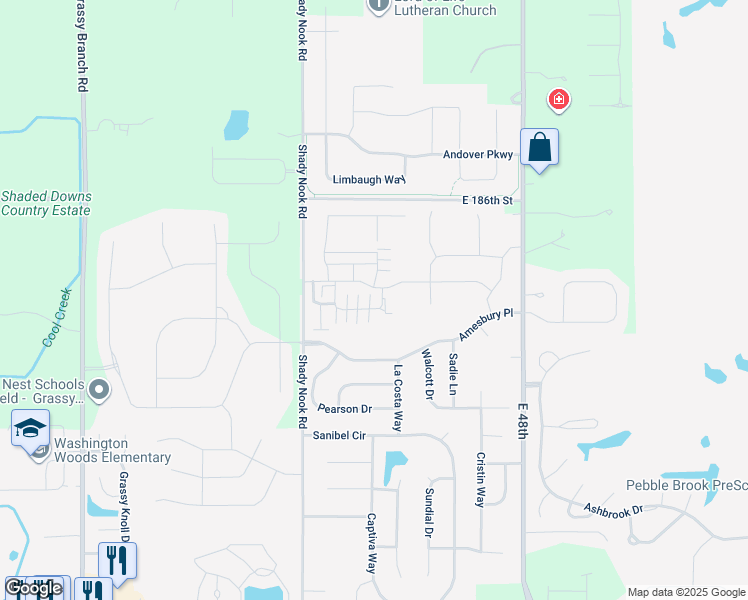 map of restaurants, bars, coffee shops, grocery stores, and more near 4118 Bullfinch Way in Westfield