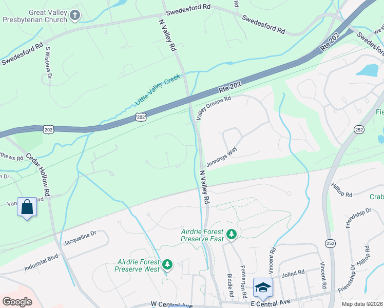 map of restaurants, bars, coffee shops, grocery stores, and more near 1800 Black Rock Lane in Paoli