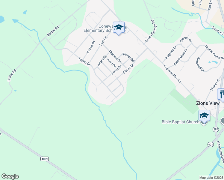 map of restaurants, bars, coffee shops, grocery stores, and more near 965 Rachel Drive in York