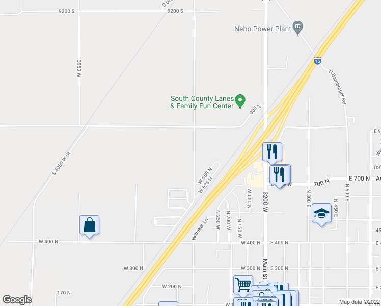 map of restaurants, bars, coffee shops, grocery stores, and more near 9698 South 3550 West in Payson
