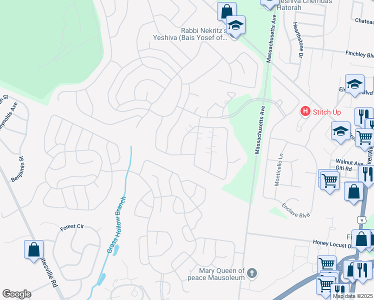 map of restaurants, bars, coffee shops, grocery stores, and more near 3 Sunnybrook Lane in Lakewood