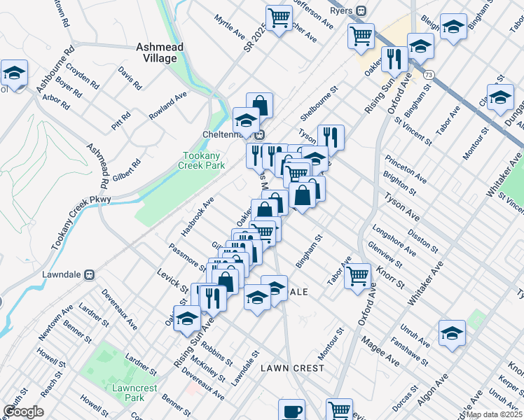 map of restaurants, bars, coffee shops, grocery stores, and more near in Philadelphia
