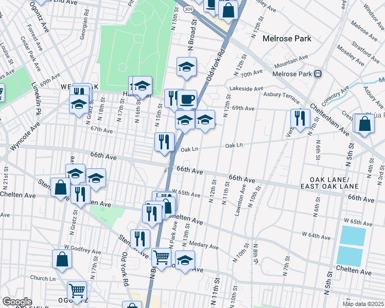 map of restaurants, bars, coffee shops, grocery stores, and more near in Philadelphia