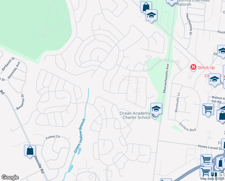 map of restaurants, bars, coffee shops, grocery stores, and more near 5 Winding River Road in Lakewood