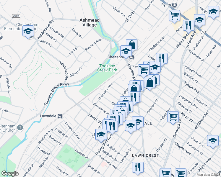 map of restaurants, bars, coffee shops, grocery stores, and more near 304 Fanshawe Street in Philadelphia