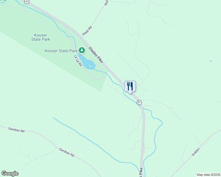 map of restaurants, bars, coffee shops, grocery stores, and more near 121 West Kooser Street in Somerset