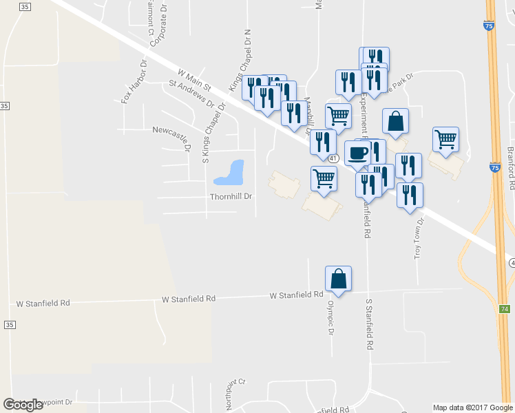map of restaurants, bars, coffee shops, grocery stores, and more near 237 Westhaven Drive in Troy