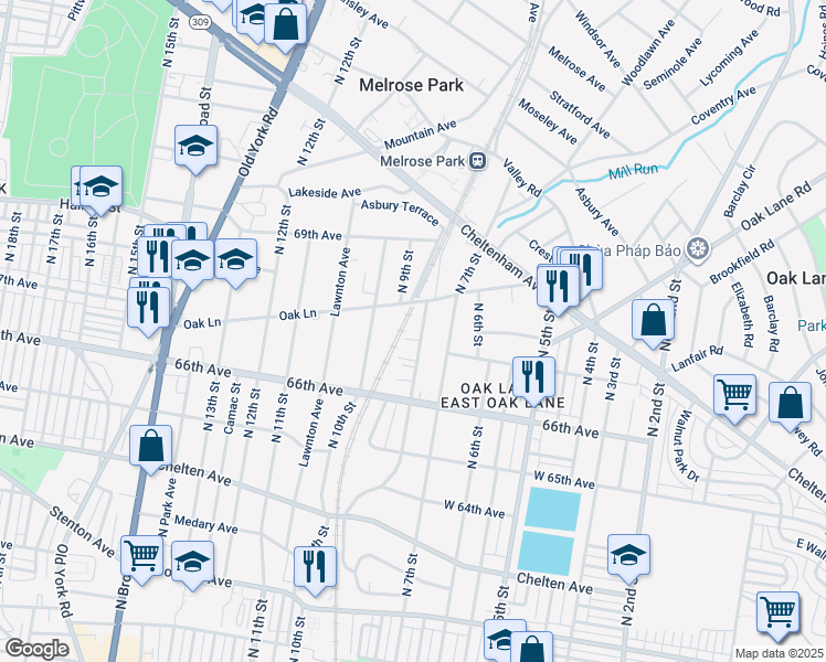 map of restaurants, bars, coffee shops, grocery stores, and more near 6716 North 8th Street in Philadelphia