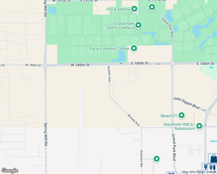 map of restaurants, bars, coffee shops, grocery stores, and more near 18470 Kinsey Avenue in Westfield