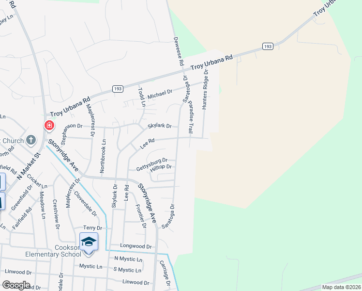 map of restaurants, bars, coffee shops, grocery stores, and more near 1655 Saratoga Dr in Troy