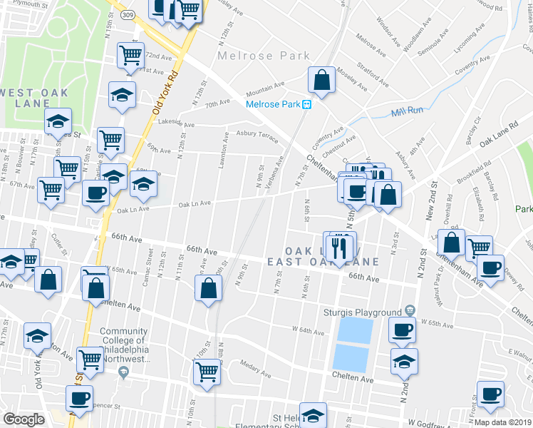 map of restaurants, bars, coffee shops, grocery stores, and more near 6716 North 8th Street in Philadelphia