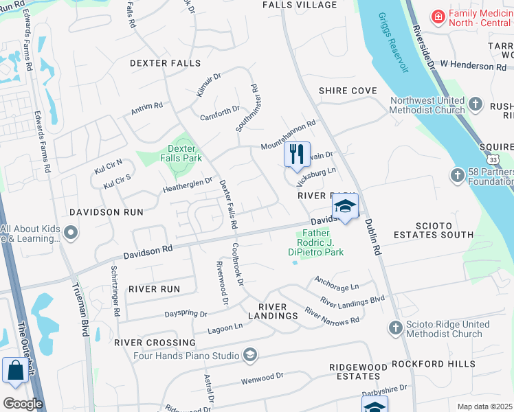 map of restaurants, bars, coffee shops, grocery stores, and more near 4935 Cavan Court in Columbus