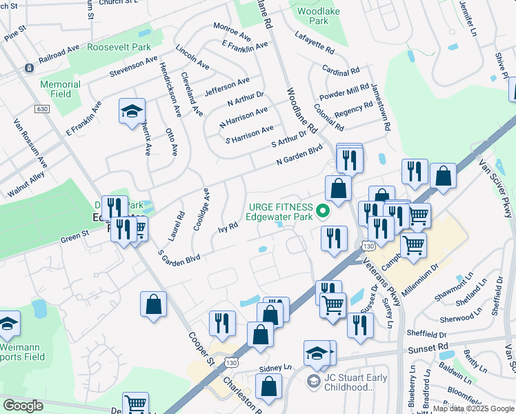map of restaurants, bars, coffee shops, grocery stores, and more near 25 Belmont Avenue in Beverly