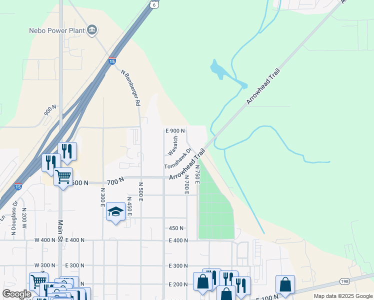 map of restaurants, bars, coffee shops, grocery stores, and more near 765 Tomahawk Drive in Payson