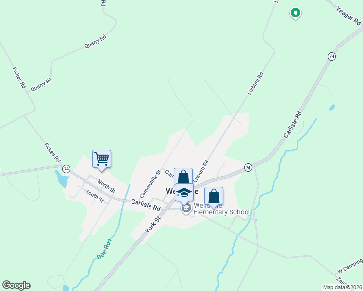 map of restaurants, bars, coffee shops, grocery stores, and more near 145 Community Street in Wellsville