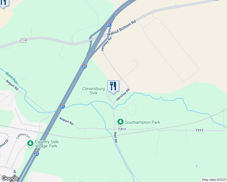 map of restaurants, bars, coffee shops, grocery stores, and more near 48 Short Lane in Shippensburg