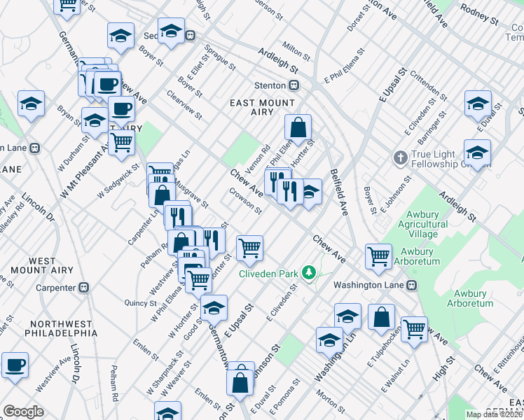 map of restaurants, bars, coffee shops, grocery stores, and more near 246 East Springer Street in Philadelphia