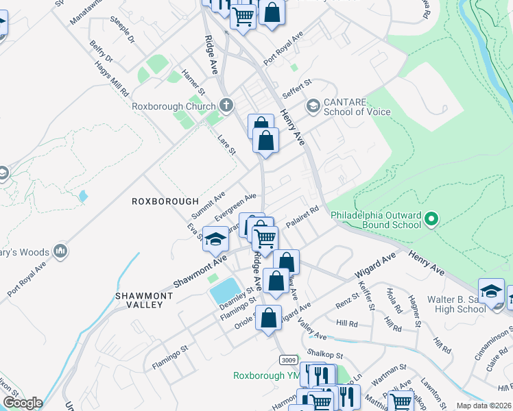 map of restaurants, bars, coffee shops, grocery stores, and more near 7916 Ridge Avenue in Philadelphia