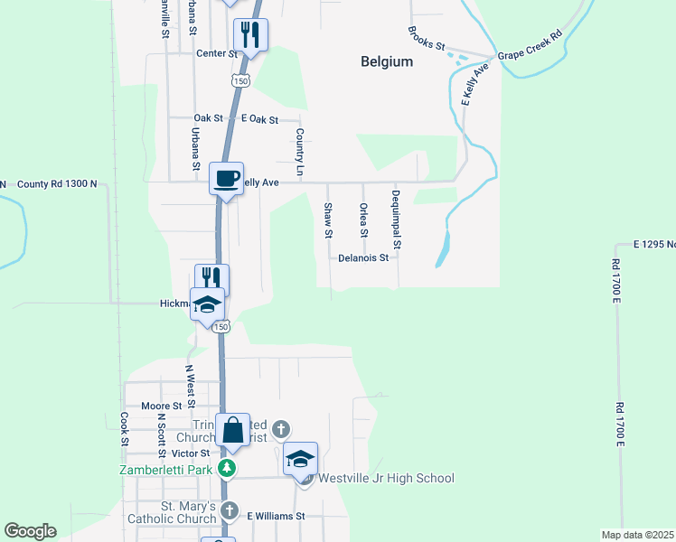 map of restaurants, bars, coffee shops, grocery stores, and more near 41 Shaw Street in Westville