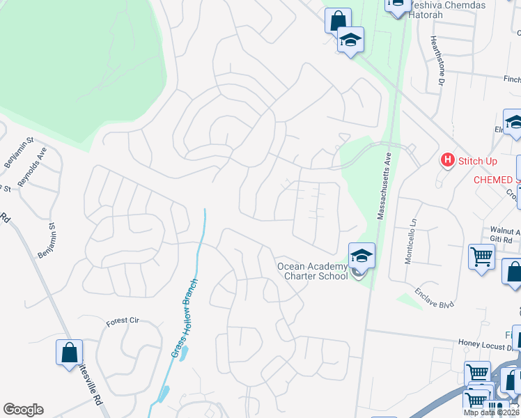 map of restaurants, bars, coffee shops, grocery stores, and more near 5 Winding River Road in Lakewood