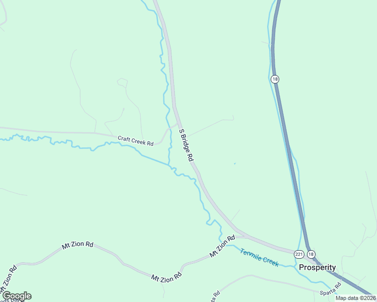 map of restaurants, bars, coffee shops, grocery stores, and more near 150 South Bridge Road in Prosperity