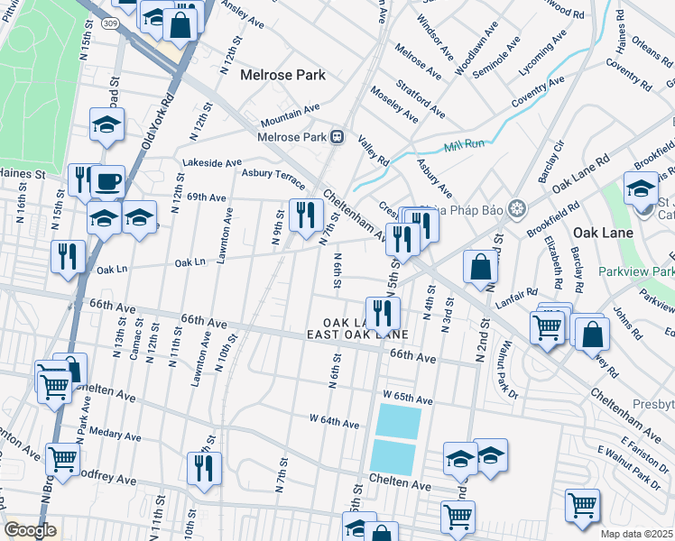 map of restaurants, bars, coffee shops, grocery stores, and more near 6719 N 6th St in Philadelphia