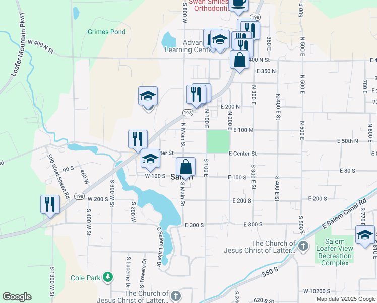 map of restaurants, bars, coffee shops, grocery stores, and more near 10 North Main Street in Salem