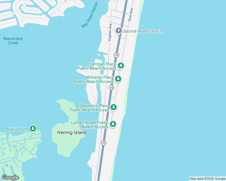 map of restaurants, bars, coffee shops, grocery stores, and more near 951 Ocean Boulevard in Mantoloking