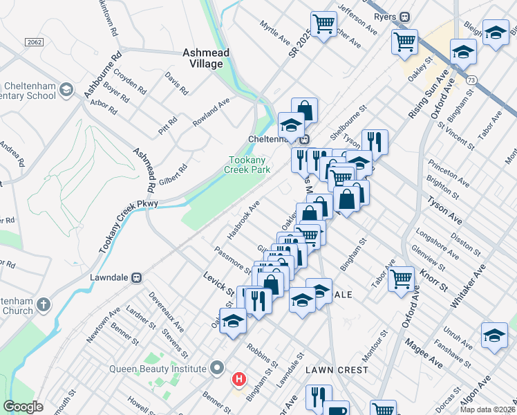map of restaurants, bars, coffee shops, grocery stores, and more near 304 Fanshawe Street in Philadelphia