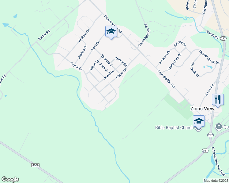 map of restaurants, bars, coffee shops, grocery stores, and more near 710 Rachel Drive in York