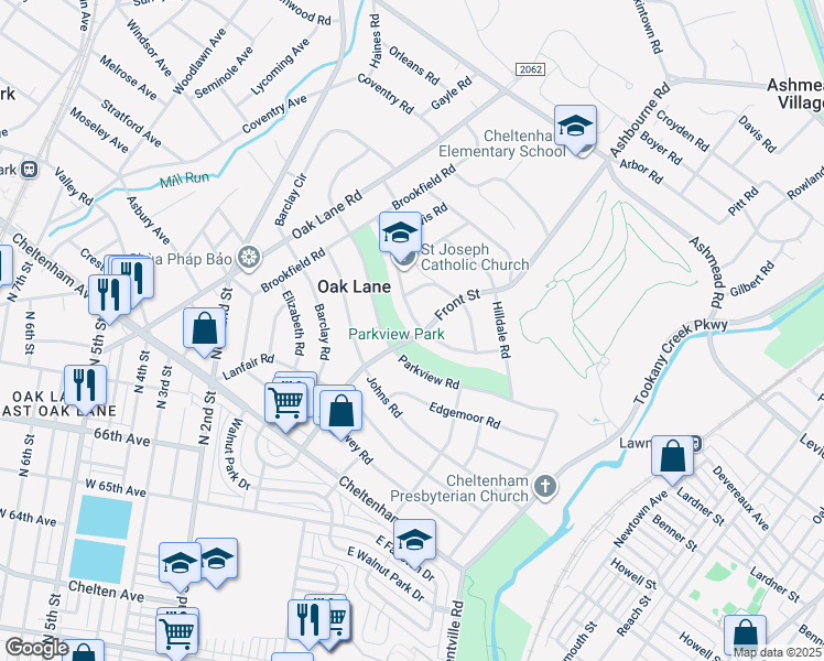 map of restaurants, bars, coffee shops, grocery stores, and more near 100 Boncouer Road in Montgomery County