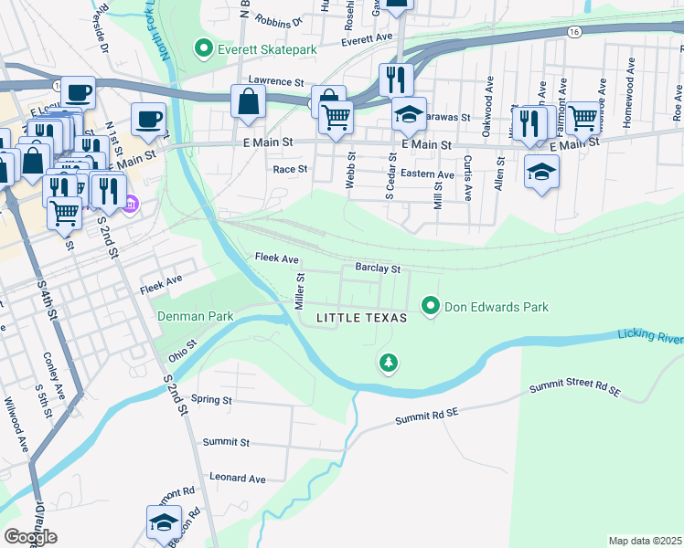 map of restaurants, bars, coffee shops, grocery stores, and more near 123 South Webb Street in Newark