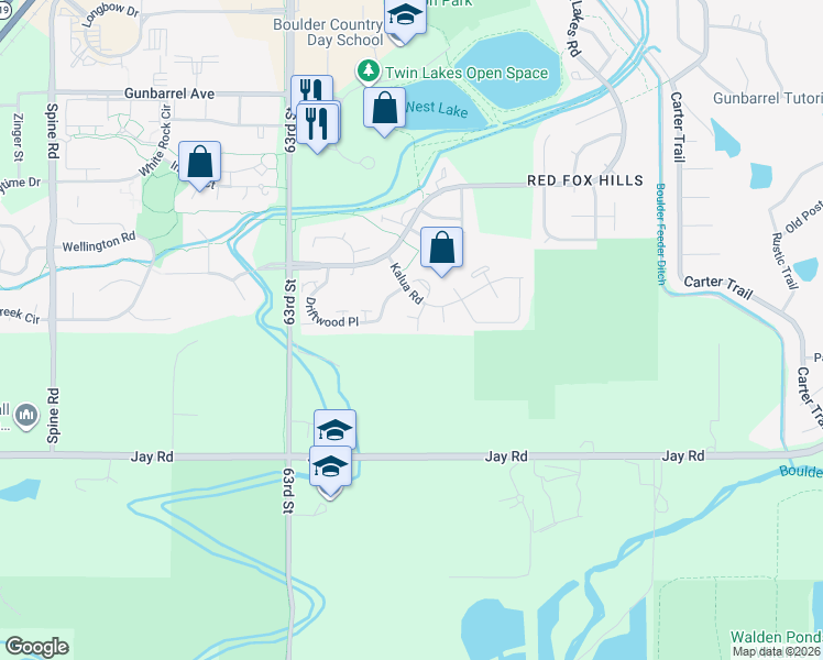 map of restaurants, bars, coffee shops, grocery stores, and more near 4405 Mast Road in Boulder