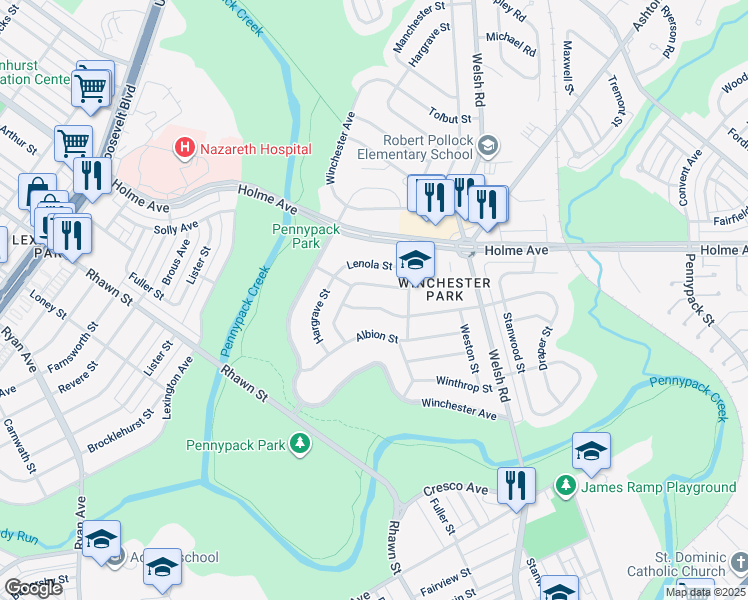 map of restaurants, bars, coffee shops, grocery stores, and more near 8010 Colfax Street in Philadelphia
