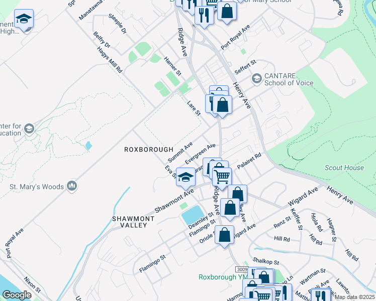 map of restaurants, bars, coffee shops, grocery stores, and more near 465 Summit Avenue in Philadelphia